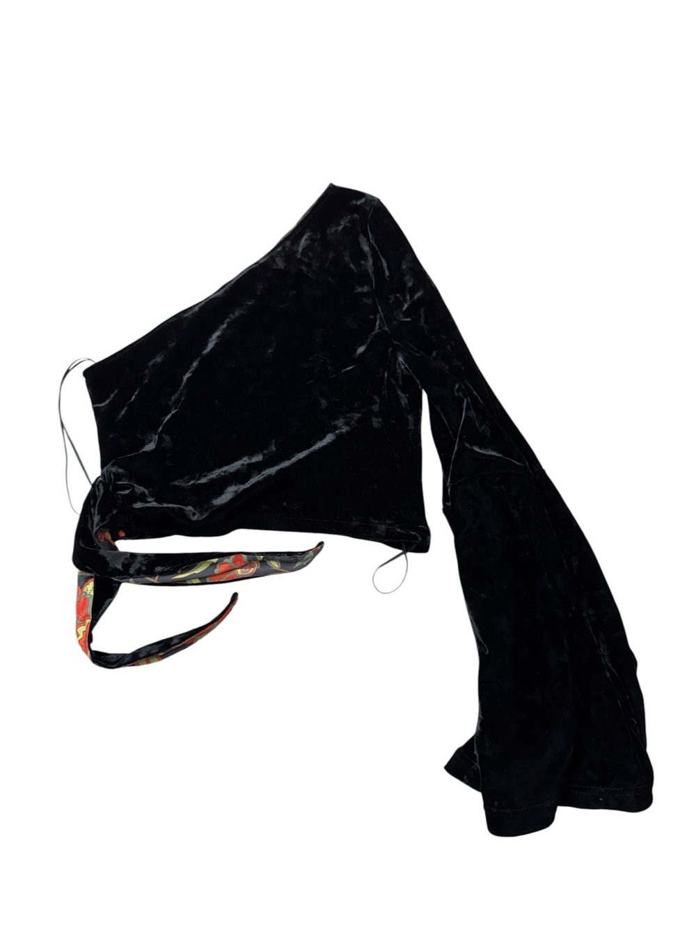 Free People Black One-Shoulder Top with Cream Wide-Leg Pants - Picture 4 of 10